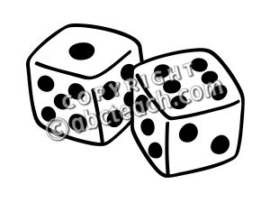 Clip Art: Basic Words: Dice (coloring page)