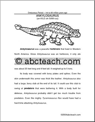 Fact Page: Dinosaur – Ankylosaurus