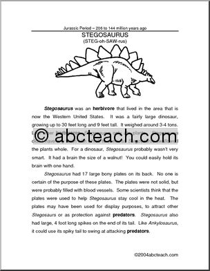 Fact Page: Dinosaur – Stegosaurus
