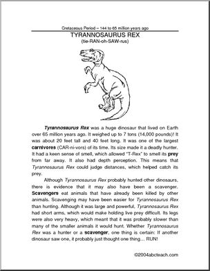 Fact Page: Dinosaur – Tyrannosaurus Rex