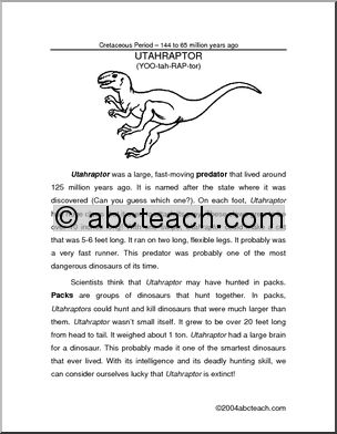 Fact Page: Dinosaur – Utahraptor
