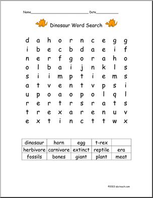 Word Search: Dinosaurs