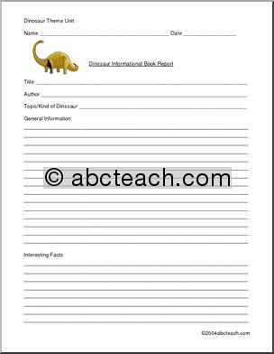 Book Report Form: Dinosaurs (elementary)