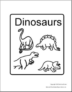 Theme Sign: Dinosaurs (coloring version)