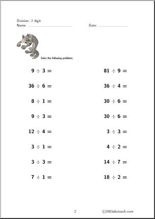 2 digits by 1 digit (set 2) Division