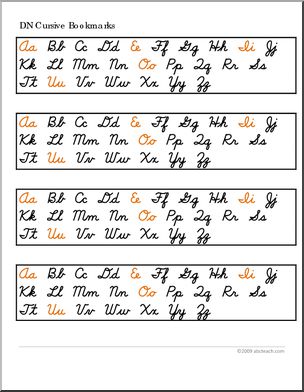 Bookmark: DN-Style Cursive (vowels in color)