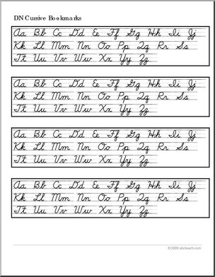 Bookmark: DN-Style Cursive (b&w, ruled lines) – Abcteach