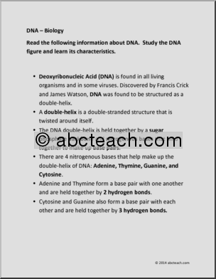 Science: Biology – DNA (middle/HS)