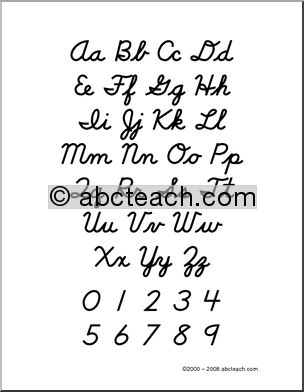 Chart: Cursive Alphabet Aa-Zz (Dn-Style Font)