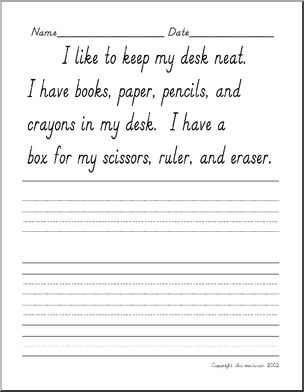 Handwriting Practice: Desk Supplies- manuscript (DN-style font)