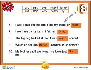Interactive: Notebook: Dolch Reading: Cloze Sentences–Set 2