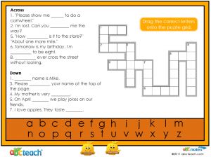 Interactive: Notebook: Phonics: Dolch Set 3: Crossword
