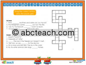 Interactive: Notebook: Phonics: Dolch Set 4: Crossword