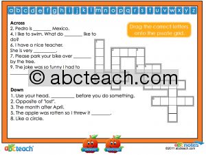 Interactive: Notebook: Phonics: Dolch Set 5: Crossword