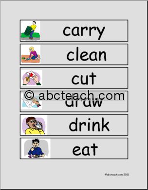 Dolch Verbs: Action Verbs Illustrated Word Walls