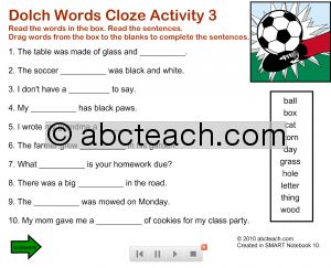 Reading Comprehension Dolch Words Cloze Activity 3′ Interactive Notebook