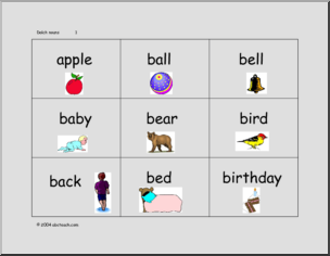 Nouns (with pictures) Word Cards