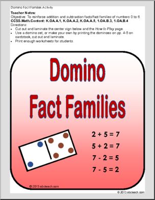 Domino Fact Families Activity Math