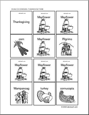 Dominoes: Thanksgiving Theme (b/w)