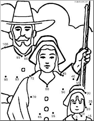 Dot to Dot: Thanksgiving – Pilgrim Family (to 100 by 5s)