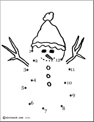 Dot to Dot: Winter – Snowman (to 12)