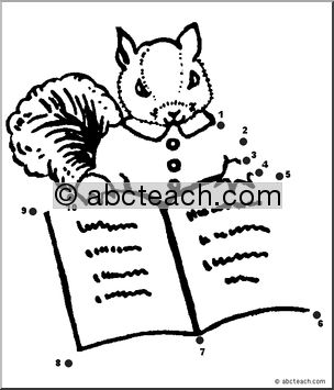 Dot to Dot: Squirrel with Book (to 10)