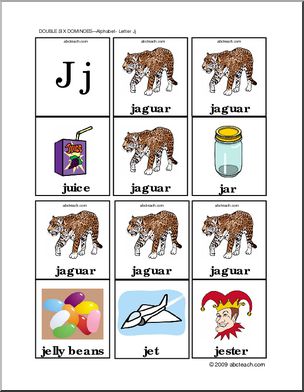Dominoes: Letter Jj (color)