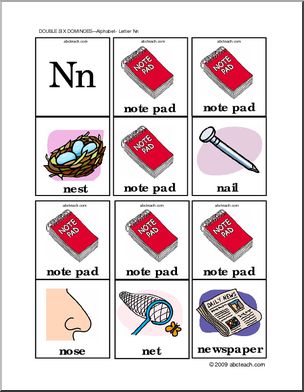 Dominoes: Letter Nn (color)