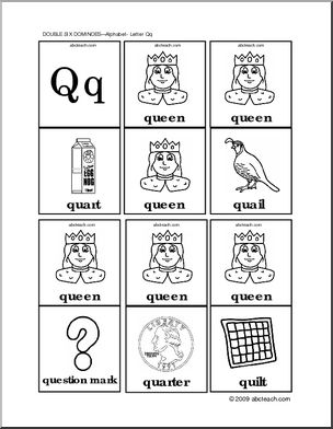 Dominoes: Letter Qq (b/w)