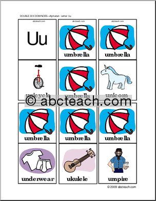 Dominoes: Letter Uu (color)