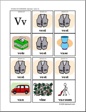 Dominoes: Letter Vv (color)