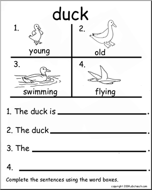 Beginning Writing Practice, Set 6 (duck)