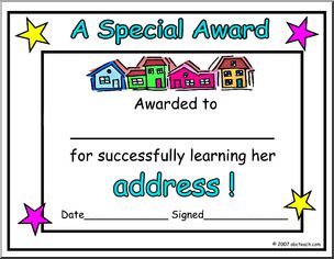 Certificate: Learning Address (girl)