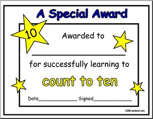 Certificate: Counting to 10 (preschool)