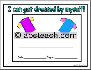 Certificates:  I learned to get dressed by myself! (preschool/primary)