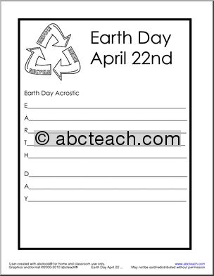 Earth Day’ Acrostic Form