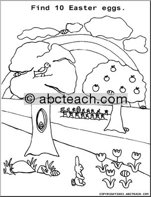 Coloring Page: Find the Hidden Easter Eggs