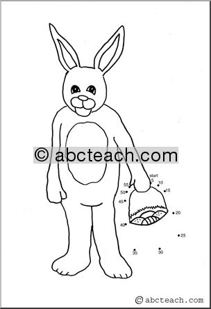 Dot to Dot: Easter- Bunny with Basket (to 55 by 5s)