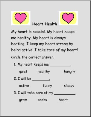 Easy Reading Comprehension: Heart Health (prek-1)