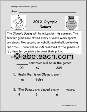 Easy Reading Comprehension: Past Olympics: 2012 Olympic Games