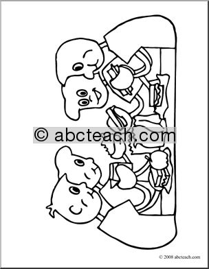 Clip Art: Cartoon School Scene: Classroom 06 (coloring page)