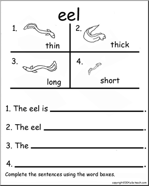 Beginning Writing Practice, Set 6a (eel)