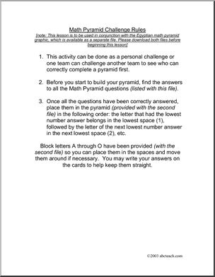 Board Game: Math Pyramid Game (Part 1: rules and questions) (upper elem)