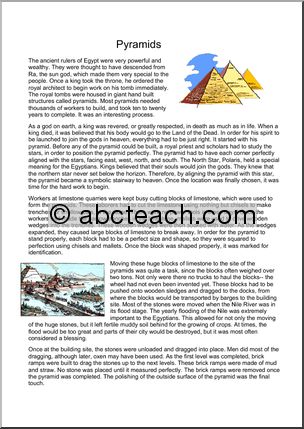 Comprehension: Pyramids (upper elementary)