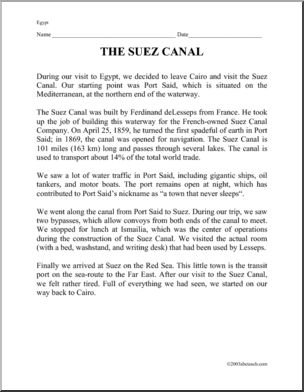 Comprehension: Suez Canal (upper elementary/middle)
