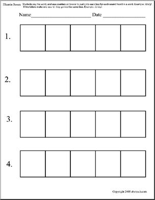 Elkonin Boxes: 5 – box pattern (version 2)