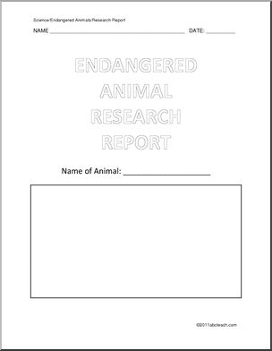 Writing: Endangered Animal Research Report Form (upper elem/middle)