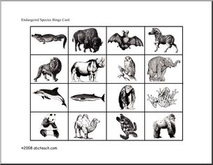Bingo Cards: Endangered Animals (elem/upper elem)