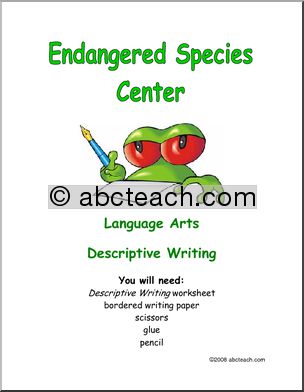 Learning Center: Endangered Animal  Descriptive Writing (elem)