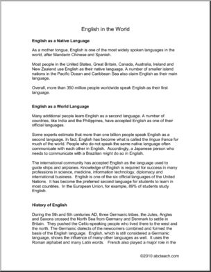 Reading Comprehension: English in the World (ESL)